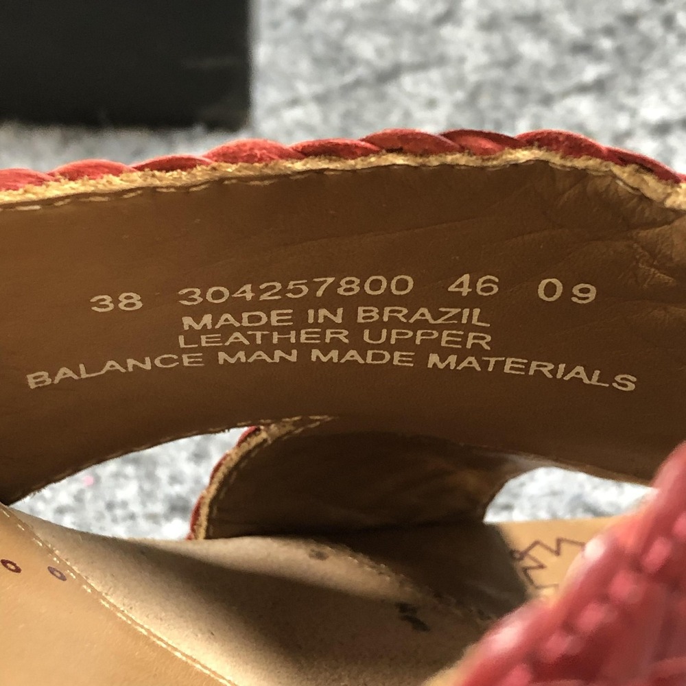 Dansko Mila Clogs Sandals Womens 7.5 Red Woven Leather Studded Wedge Comfort - Picture 12 of 16